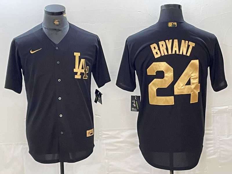 Mens Los Angeles Dodgers #24 Kobe Bryant Black Gold Cool Base Stitched Jersey